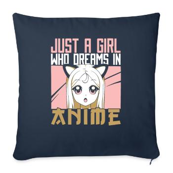 Anime Manga Anime Fille - Housse de coussin décorative 45 x 45 cm - bleu marine - Devant