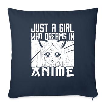 Anime Manga Anime Fille - Housse de coussin décorative 45 x 45 cm - bleu marine - Devant