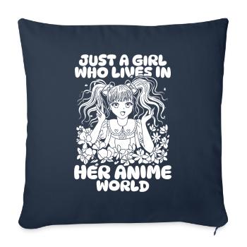 Anime Manga Anime Fille - Housse de coussin décorative 45 x 45 cm - bleu marine - Devant