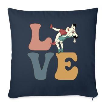 LOVE Wrestling Lutteur - Housse de coussin décorative 45 x 45 cm - bleu marine - Devant