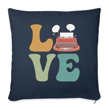 AMOUR Machine à écrire écrivain auteur écriture - Housse de coussin décorative 45 x 45 cm - bleu marine - Devant
