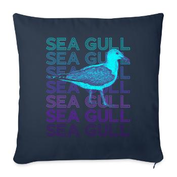 Mouette Mouette Oiseau de mer Rétro - Housse de coussin décorative 45 x 45 cm - bleu marine - Devant