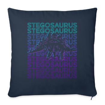 Stégosaure Dinosaure Rétro - Housse de coussin décorative 45 x 45 cm - bleu marine - Devant