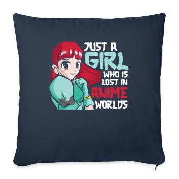 Anime Manga Anime Fille - Housse de coussin décorative 45 x 45 cm - bleu marine - Devant