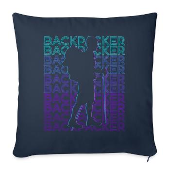 Backpacker Randonnée Randonnée Camping Rétro - Housse de coussin décorative 45 x 45 cm - bleu marine - Devant