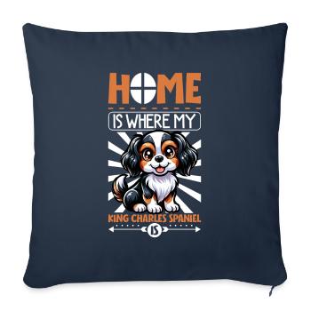 Accueil - King Charles Spaniel - Housse de coussin décorative 45 x 45 cm - bleu marine - Devant
