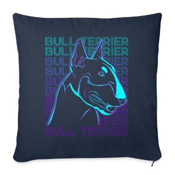 Bull Terrier Chien Rétro - Housse de coussin décorative 45 x 45 cm - bleu marine - Devant