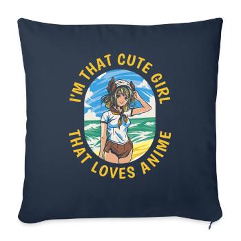 Anime Manga Anime Fille - Housse de coussin décorative 45 x 45 cm - bleu marine - Devant