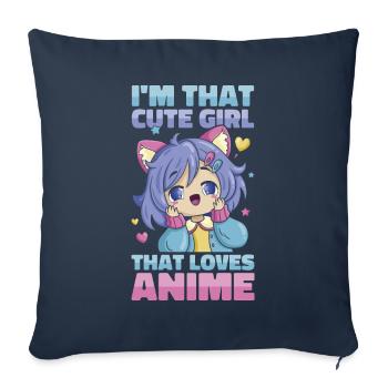 Anime Manga Anime Fille - Housse de coussin décorative 45 x 45 cm - bleu marine - Devant