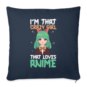 Anime Manga Anime Fille - Housse de coussin décorative 45 x 45 cm - bleu marine - Devant