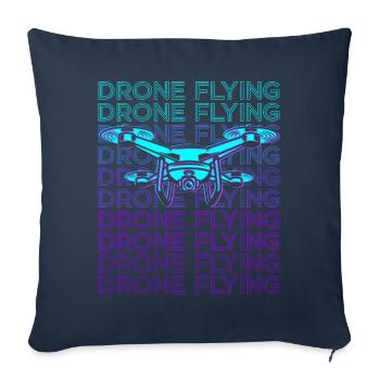 Drone Volant Drone Pilote Quadricoptère Rétro - Housse de coussin décorative 45 x 45 cm - bleu marine - Devant