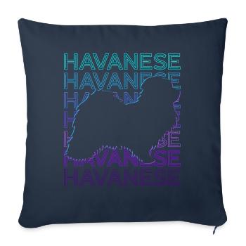 Chien bichon havanais rétro - Housse de coussin décorative 45 x 45 cm - bleu marine - Devant