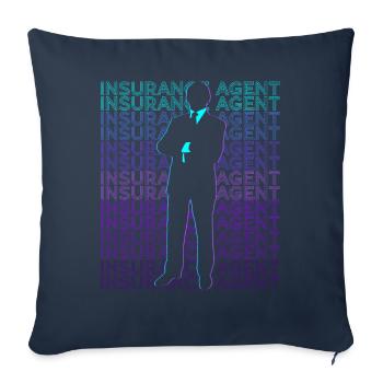 Agent d’assurance Courtier d’assurance Rétro - Housse de coussin décorative 45 x 45 cm - bleu marine - Devant