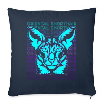 Orientalisch Kurzhaar Katze Retro - Sofakissenbezug 45 x 45 cm - Navy - Vorne