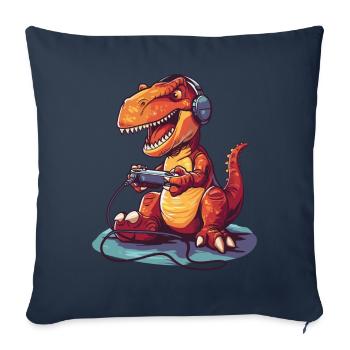 Dinosaur Video Game - Sofa pillowcase 17,3'' x 17,3'' (45 x 45 cm) - navy - Front