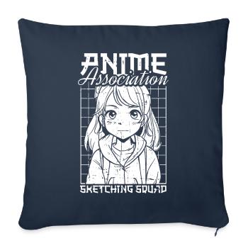 Anime Manga Anime Fille - Housse de coussin décorative 45 x 45 cm - bleu marine - Devant