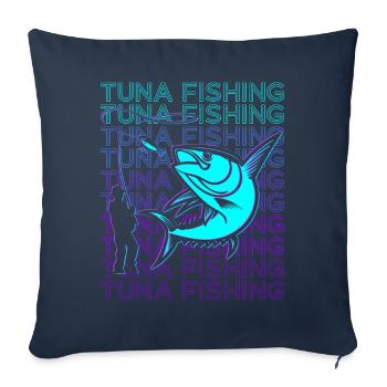 Pêche au thon thon rouge thon rétro - Housse de coussin décorative 45 x 45 cm - bleu marine - Devant
