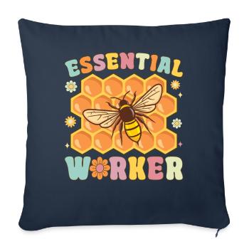 Travailleur indispensable Apiculteur drôle Apiculture - Housse de coussin décorative 45 x 45 cm - bleu marine - Devant