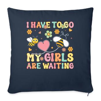 L’apiculteur l’apiculture doit disparaître Mes filles attendent - Housse de coussin décorative 45 x 45 cm - bleu marine - Devant