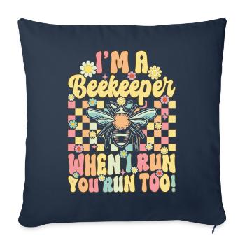 Je suis apiculteur Quand je cours, tu cours aussi ! - Housse de coussin décorative 45 x 45 cm - bleu marine - Devant