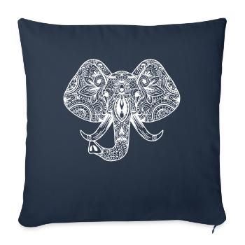 Tête d’éléphant Mandala Enfants Éléphant - Housse de coussin décorative 45 x 45 cm - bleu marine - Devant