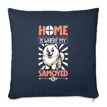 Accueil - Samoyède - Housse de coussin décorative 45 x 45 cm - bleu marine - Devant
