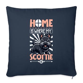 Accueil - Scottish Terrier - Housse de coussin décorative 45 x 45 cm - bleu marine - Devant