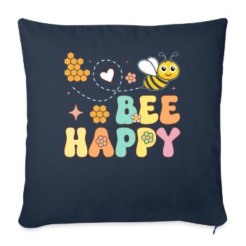 Abeille Apiculteur Heureux Apiculture - Housse de coussin décorative 45 x 45 cm - bleu marine - Devant