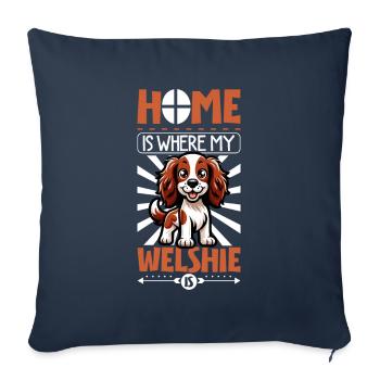 Accueil - Welsh Springer Spaniel - Housse de coussin décorative 45 x 45 cm - bleu marine - Devant