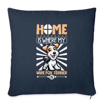 Accueil - Fox Terrier à poil dur - Housse de coussin décorative 45 x 45 cm - bleu marine - Devant