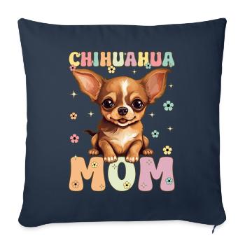 Chihuahua Maman Groovy Chien Maman - Housse de coussin décorative 45 x 45 cm - bleu marine - Devant