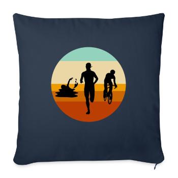 Triathlon Retro Design Athletes Athletes - Sofa pillowcase 17,3'' x 17,3'' (45 x 45 cm) - navy - Front