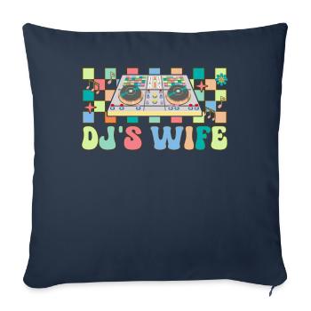 DJ's Wife Groovy Disc Jockey Turntable - Sofa pillowcase 17,3'' x 17,3'' (45 x 45 cm) - navy - Front