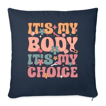 Groovy Féministe Féminisme Féminin C’est mon corps I - Housse de coussin décorative 45 x 45 cm - bleu marine - Devant