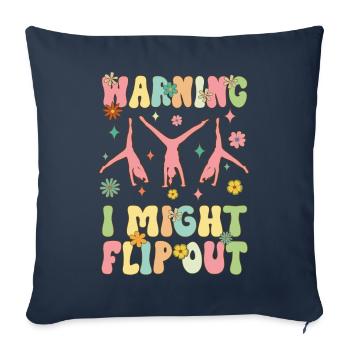 Attention, je vais peut-être flipper sur la porte de la gymnaste groovy - Housse de coussin décorative 45 x 45 cm - bleu marine - Devant