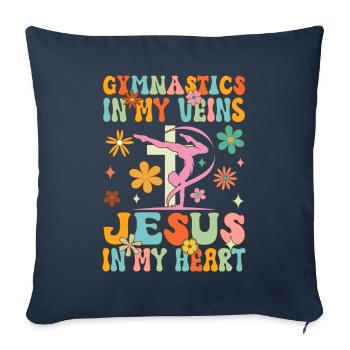 Gymnastique dans les veines Jésus dans mon coeur Groovy T - Housse de coussin décorative 45 x 45 cm - bleu marine - Devant