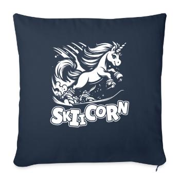 Ski Après-Ski Unicorn Skiicorn - Housse de coussin décorative 45 x 45 cm - bleu marine - Devant