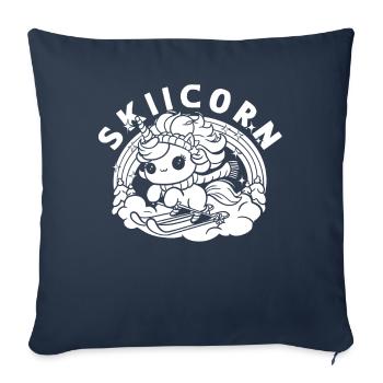 Ski Après-Ski Unicorn Skiicorn - Housse de coussin décorative 45 x 45 cm - bleu marine - Devant