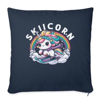 Ski Après-Ski Unicorn Skiicorn - Housse de coussin décorative 45 x 45 cm - bleu marine - Devant