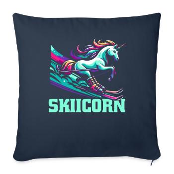 Ski Après-Ski Unicorn Skiicorn - Housse de coussin décorative 45 x 45 cm - bleu marine - Devant