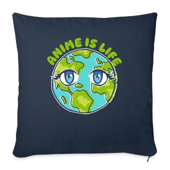 Anime Manga Vie Terre - Housse de coussin décorative 45 x 45 cm - bleu marine - Devant