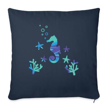 Small Seahorse Ocean Underwater - Sofa pillowcase 17,3'' x 17,3'' (45 x 45 cm) - navy - Front