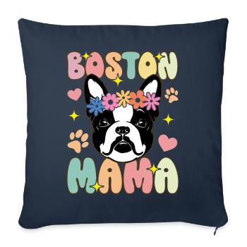 Boston Mom Groovy Boston Terrier Mom - Sofa pillowcase 17,3'' x 17,3'' (45 x 45 cm) - navy - Front