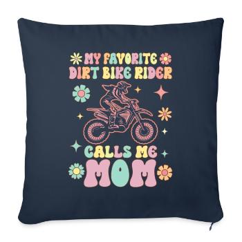 Le pilote de moto tout-terrain préféré m’appelle Mama Groovy - Housse de coussin décorative 45 x 45 cm - bleu marine - Devant
