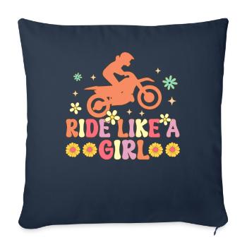 Ride Like A Girl Groovy Dirt Bike Girl Biker Motor - Sofa pillowcase 17,3'' x 17,3'' (45 x 45 cm) - navy - Front