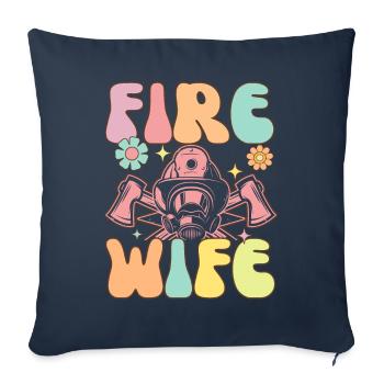 Femme De Feu Groovy Pompier Pompier - Housse de coussin décorative 45 x 45 cm - bleu marine - Devant