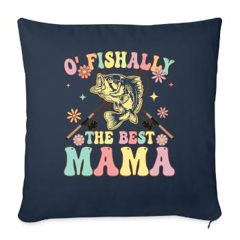 O Fishally La Meilleure Maman Groovy Fille De Pêche Fi - Housse de coussin décorative 45 x 45 cm - bleu marine - Devant