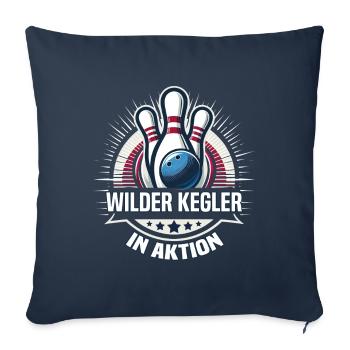 Quilleur sauvage en action Kegel Kegelverein Design - Housse de coussin décorative 45 x 45 cm - bleu marine - Devant