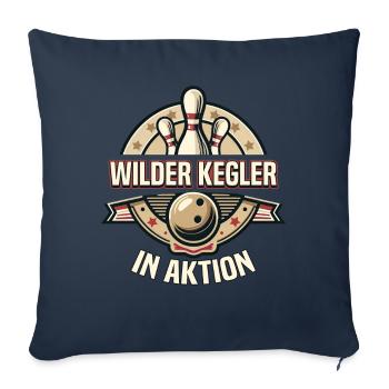 Quilleur sauvage en action Kegel Kegelverein Design - Housse de coussin décorative 45 x 45 cm - bleu marine - Devant