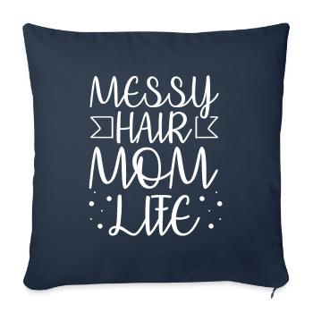 Maman Maman Messy Bun Maman Vie - Housse de coussin décorative 45 x 45 cm - bleu marine - Devant